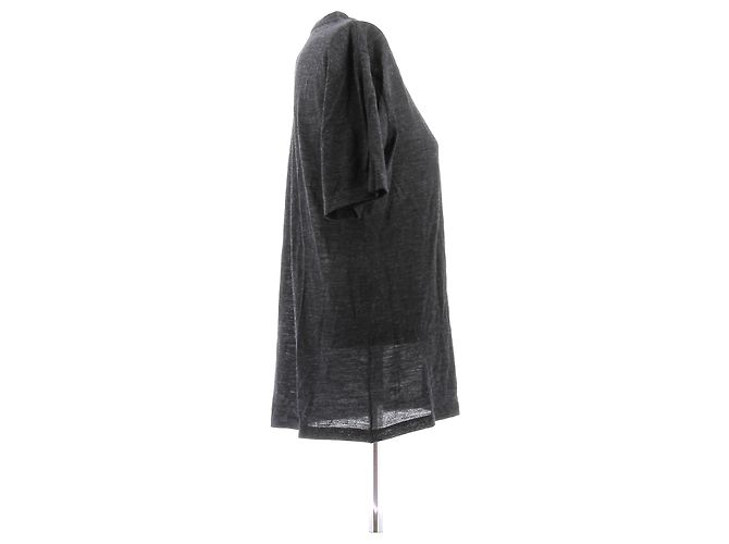 Camiseta Mm6 de lana gris con estampado gráfico - vista 3