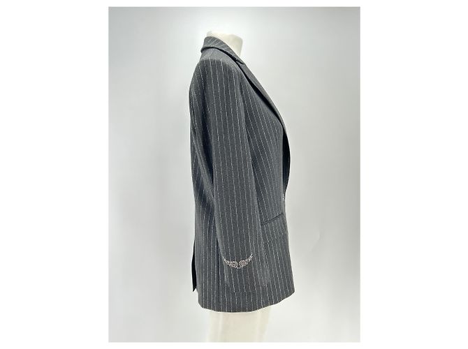 Blazer gris Zadig & Voltaire con rayas de tenis plateadas - vista 3