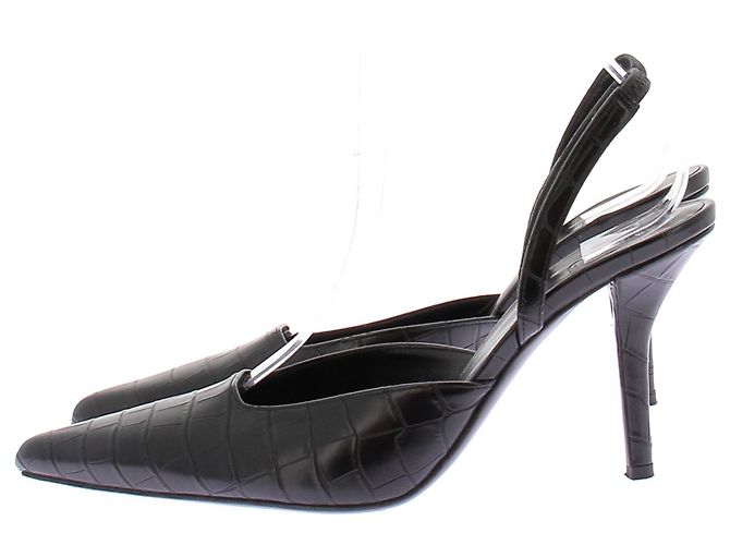 Autre Marque Slingback GIA BORGHINI pretos estampa de crocodilo - vista 3
