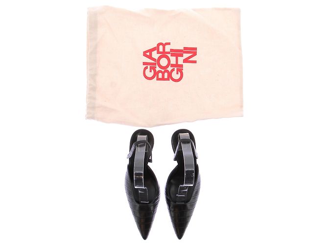Autre Marque Slingback GIA BORGHINI pretos estampa de crocodilo - vista 8