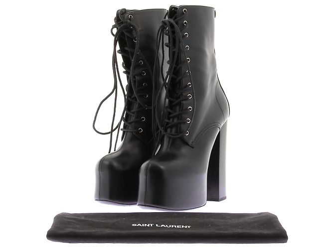 Saint Laurent Stivaletti con tacco in pelle Nero - vista 8