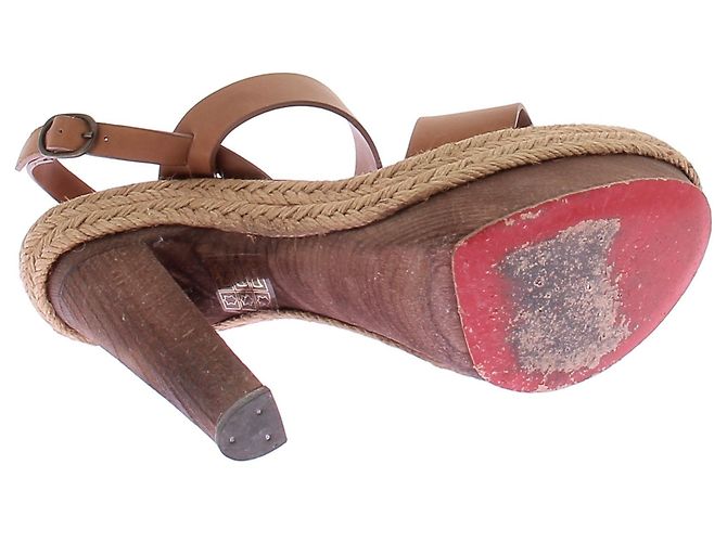 Sandali con piattaforma effetto espadrille Christian Louboutin Marrone - vista 7