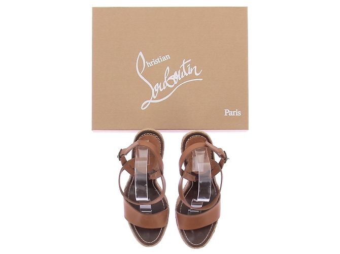 Sandali con piattaforma effetto espadrille Christian Louboutin Marrone - vista 9