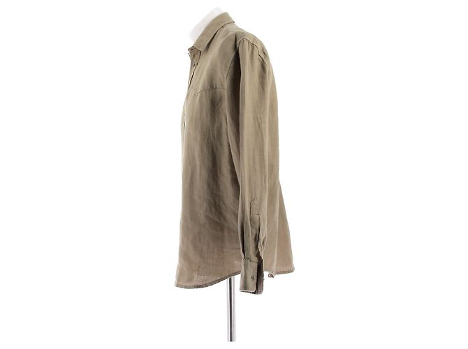 Camicia Diesel in lino kaki Cachi - vista 4