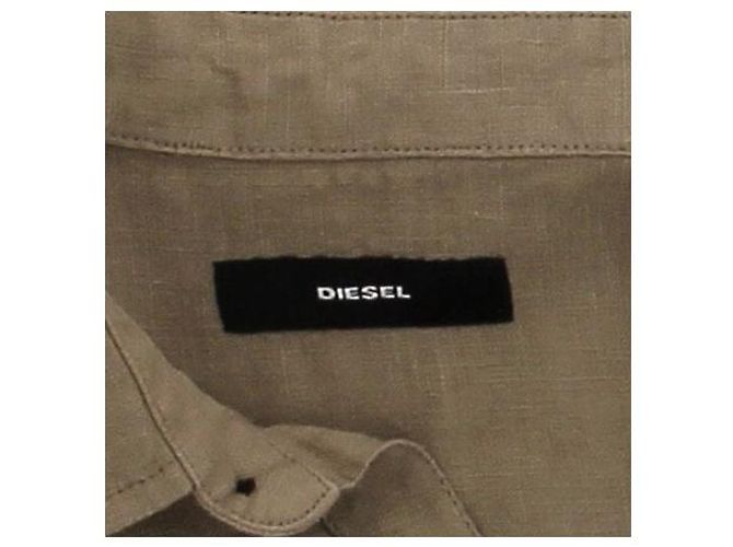 Camicia Diesel in lino kaki Cachi - vista 5