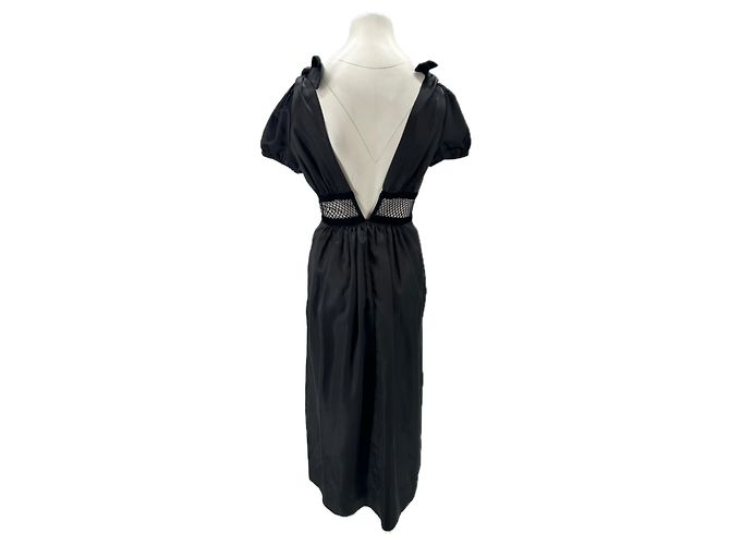 Alexa Chung Schwarzes Satin Kleid Lang - Ansicht 2