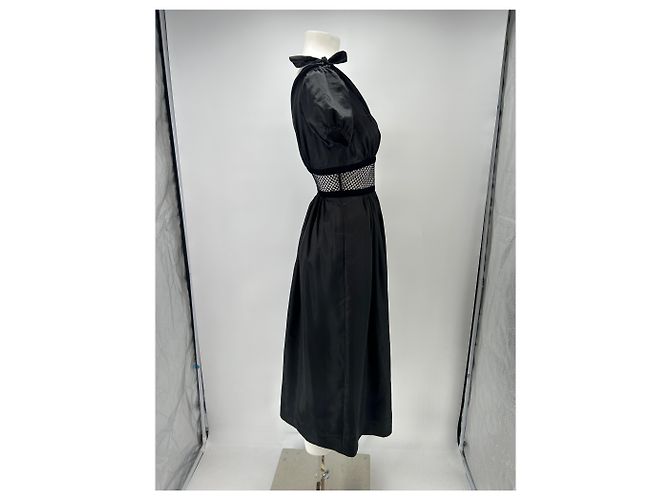 Alexa Chung Schwarzes Satin Kleid Lang - Ansicht 3