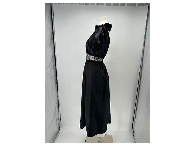 Alexa Chung Schwarzes Satin Kleid Lang - Ansicht 4