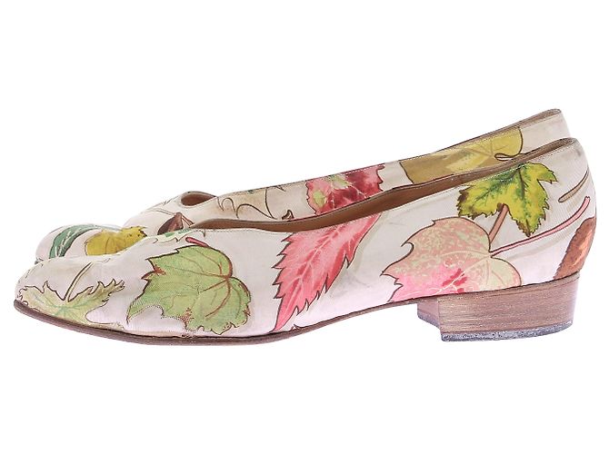 Bailarinas Hermès de lona blanca con estampado de hojas 38 Blanco - vista 3