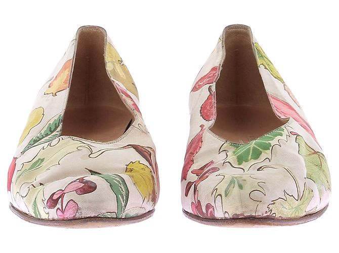 Bailarinas Hermès de lona blanca con estampado de hojas 38 Blanco - vista 4