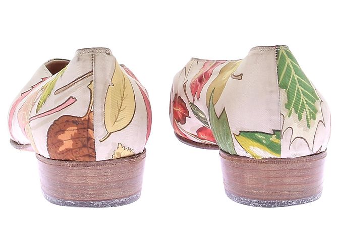 Bailarinas Hermès de lona blanca con estampado de hojas 38 Blanco - vista 5