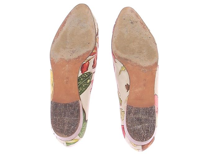 Bailarinas Hermès de lona blanca con estampado de hojas 38 Blanco - vista 7