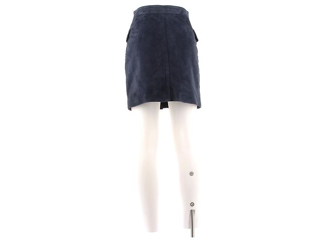 Falda Gucci de lana azul marino con bordado floral - vista 2