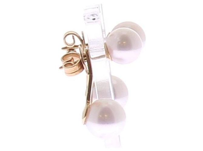 Autre Marque Pendientes de oro amarillo y perlas Dorado - vista 3