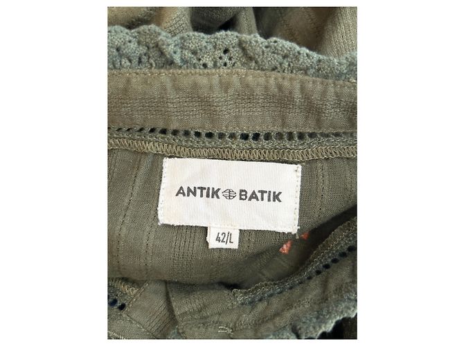Blouse brodée en coton kaki Antik Batik - vue 5