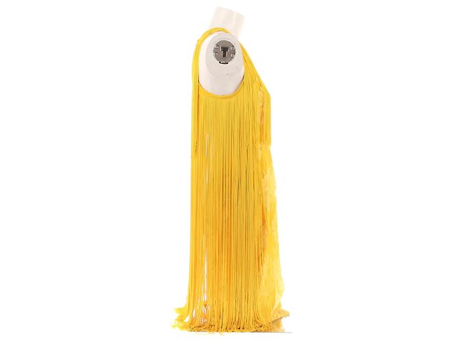 Stella Mc Cartney Vestido midi amarillo sin mangas con flecos Stella McCartney - vista 3