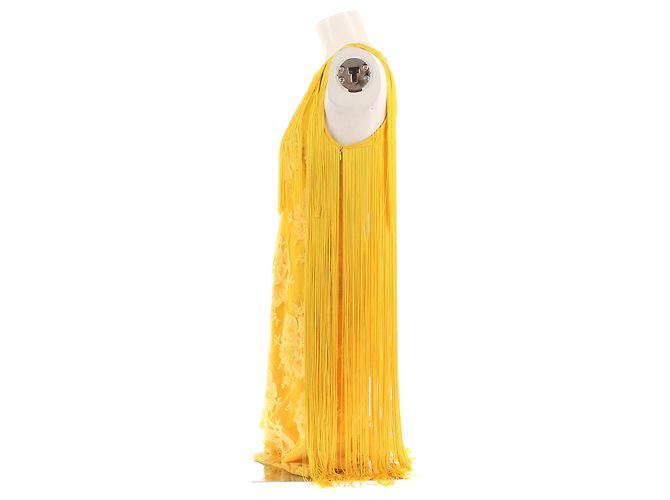 Stella Mc Cartney Vestido midi amarillo sin mangas con flecos Stella McCartney - vista 4