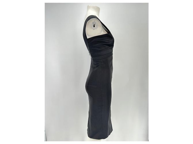 Just Cavalli Schwarzes ärmelloses Midikleid aus Satin - Ansicht 3