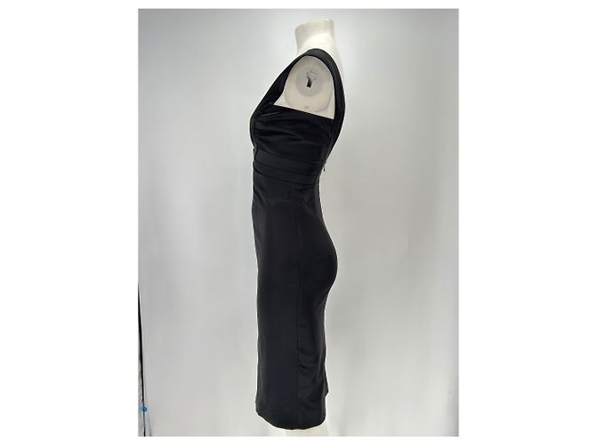 Just Cavalli Schwarzes ärmelloses Midikleid aus Satin - Ansicht 4