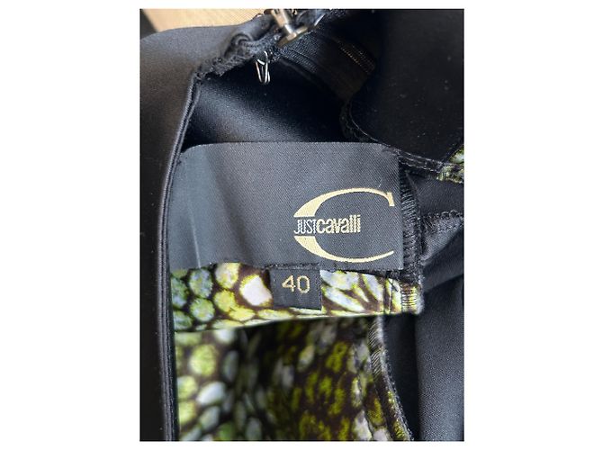 Just Cavalli Schwarzes ärmelloses Midikleid aus Satin - Ansicht 6