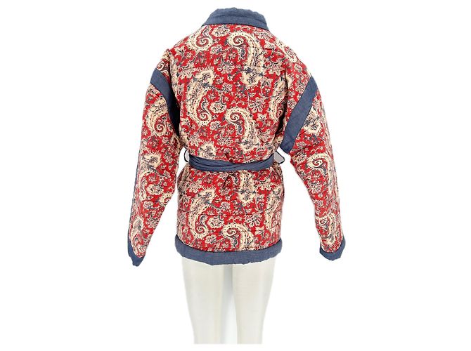 Chaqueta Vanessa Bruno Estampada Roja y Azul con Cinturón - vista 2
