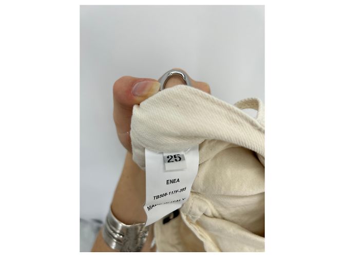 Autre Marque Jeans de pierna ancha ecru de algodón talla 25 Beige - vista 7