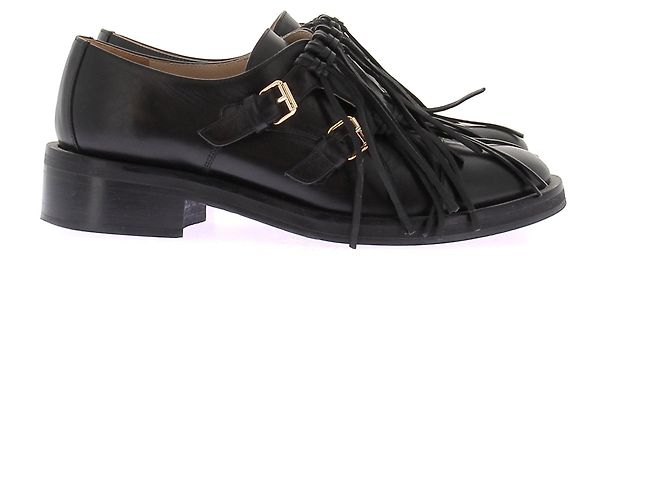 Elie Saab Mocasines de cuero negro con flecos - vista 3