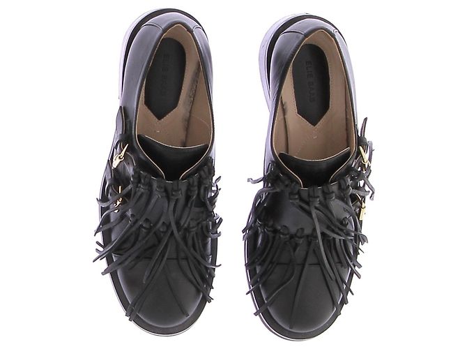 Elie Saab Mocasines de cuero negro con flecos - vista 6