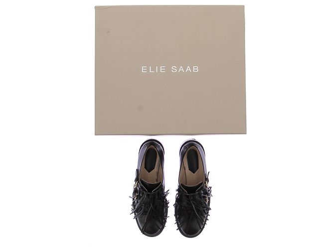 Elie Saab Mocasines de cuero negro con flecos - vista 8