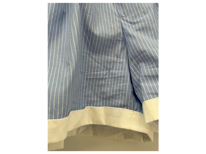 Autre Marque Pantaloncini WOERA blu in cotone a righe bianche - vista 3