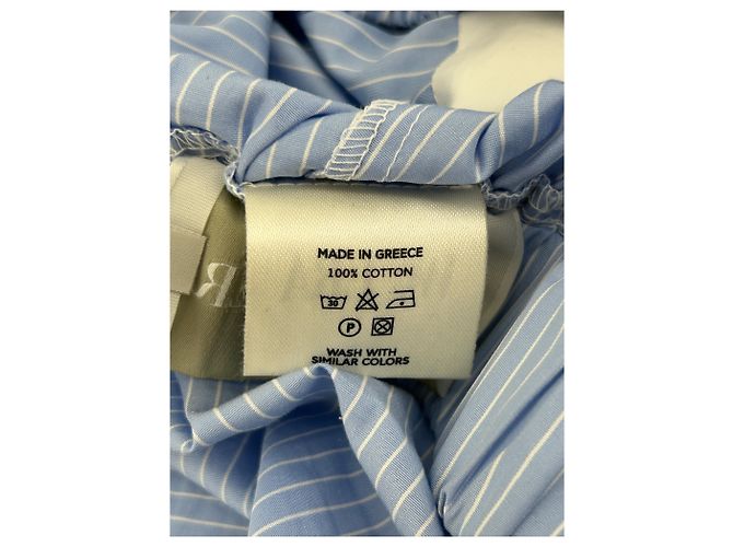 Autre Marque Pantaloncini WOERA blu in cotone a righe bianche - vista 5