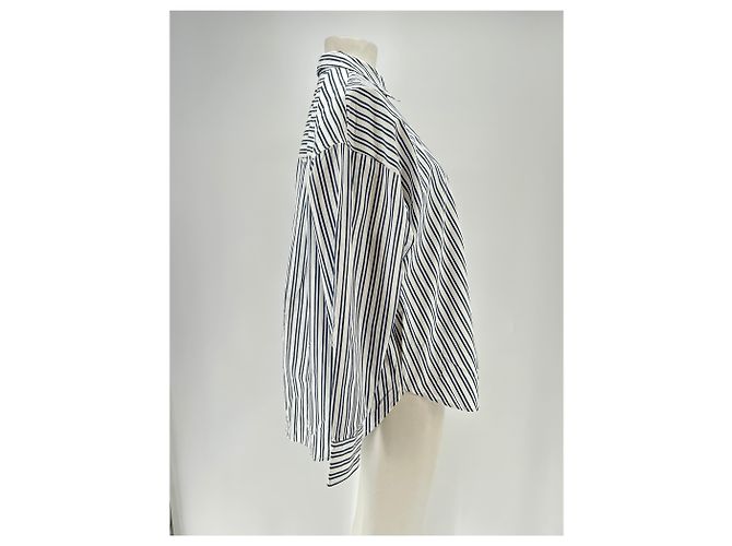 Camicia J.Crew a righe bianca e blu navy cotone M Bianco - vista 3