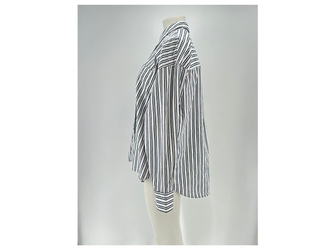 Camicia J.Crew a righe bianca e blu navy cotone M Bianco - vista 4