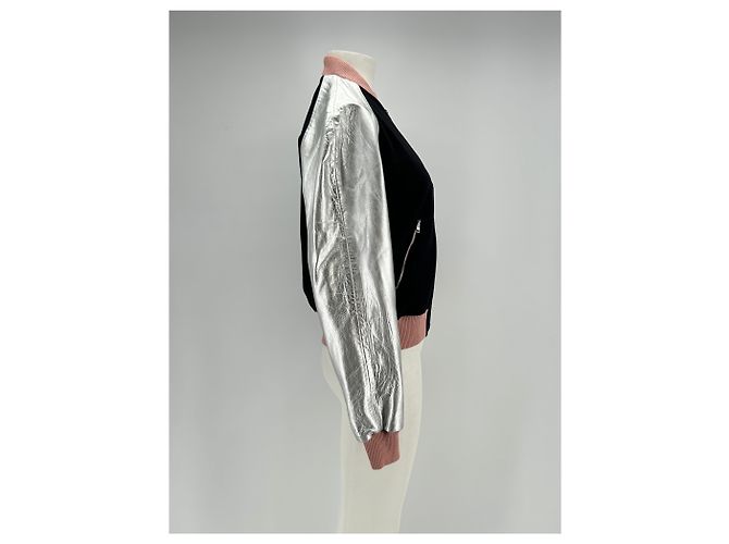 Jonathan Saunders Bomber in lana e pelle Nero - view 3