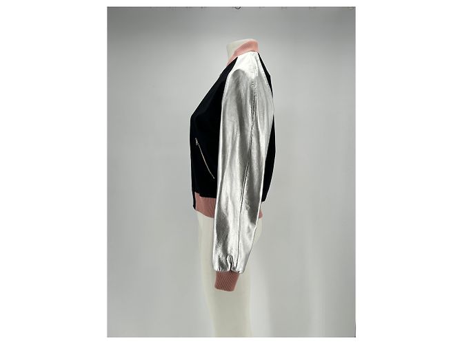 Jonathan Saunders Bomber in lana e pelle Nero - view 4