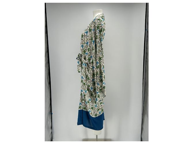 Autre Marque Kimono longo estampado em verde e azul JOALI A ARDMORE Branco - vista 4