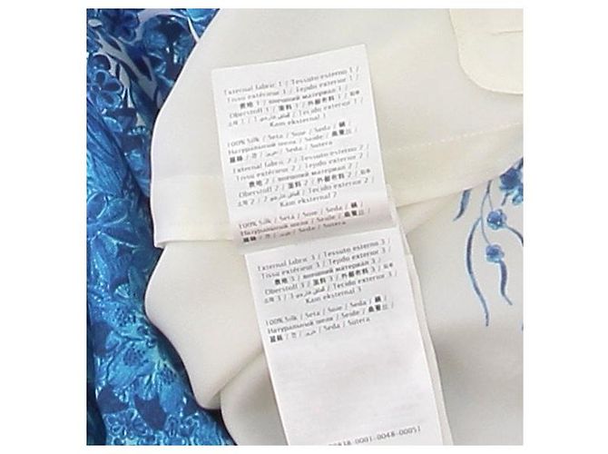 Blazer Valentino Garavani de seda estampado branco e azul com penas - vista 7