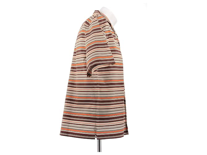 Camicia Prada a righe in misto seta marrone M - vista 3