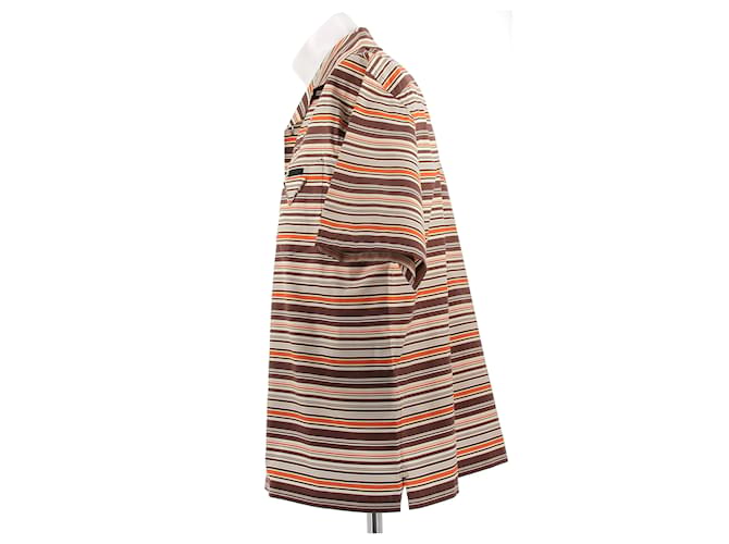 Camicia Prada a righe in misto seta marrone M - vista 4
