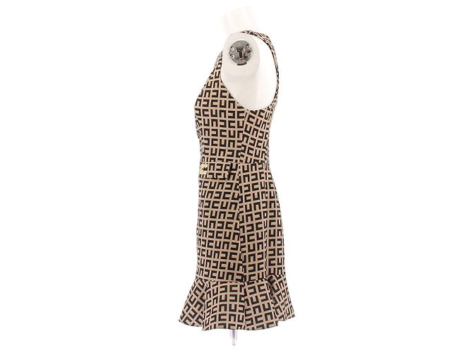 Elisabetta Franchi Bedrucktes Kleid Braun Polyester Größe 44 - Ansicht 3