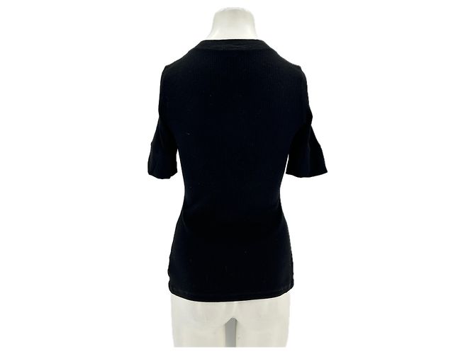 Autre Marque Camiseta negra con botones James Perse de viscosa Negro - vista 2