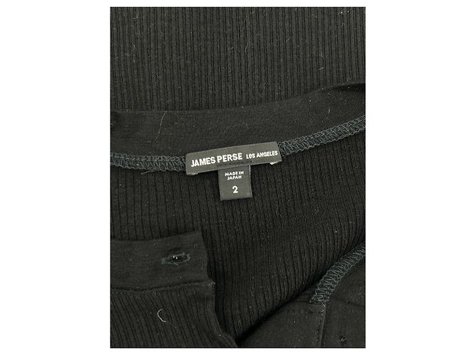 Autre Marque Camiseta negra con botones James Perse de viscosa Negro - vista 5