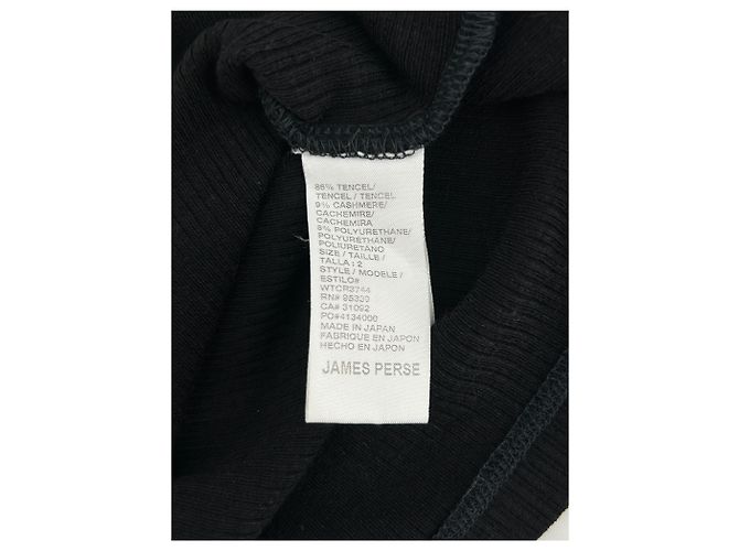 Autre Marque Camiseta negra con botones James Perse de viscosa Negro - vista 6