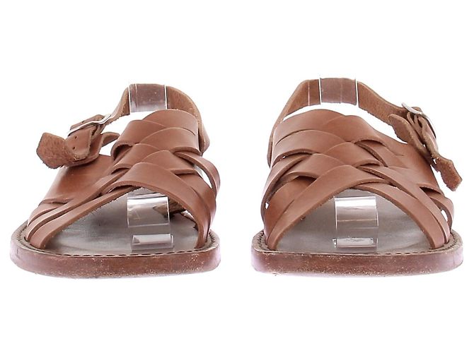 Sandali piatti in pelle marrone Re/Done - vista 4