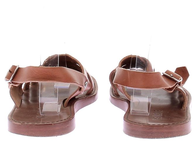 Sandali piatti in pelle marrone Re/Done - vista 5