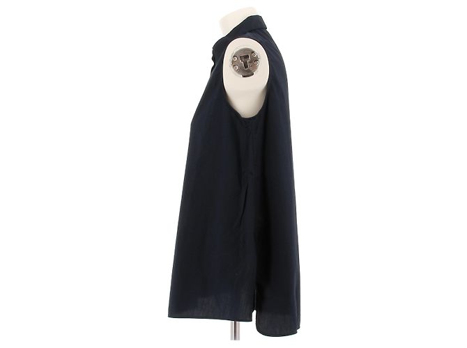 Acne Studios sleeveless shirt navy blue cotton - view 4