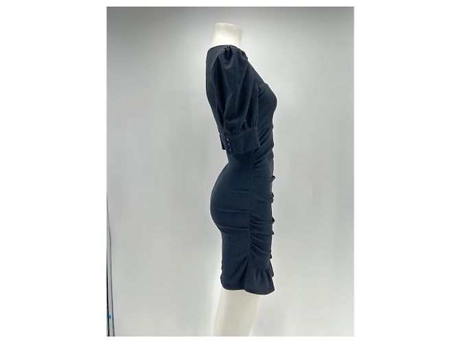 Ba&Sh Schwarzes kurzes Kleid mit Puffärmeln - Ansicht 3