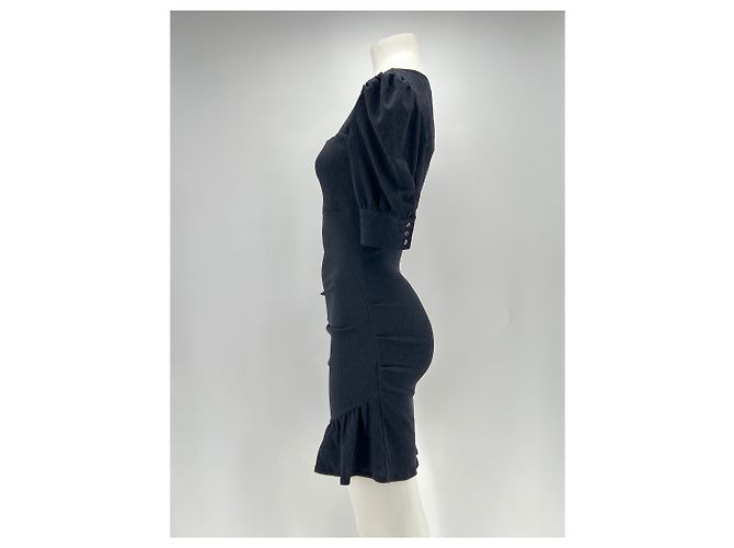 Ba&Sh Schwarzes kurzes Kleid mit Puffärmeln - Ansicht 4