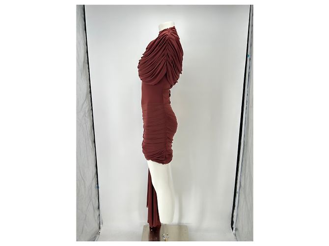 Autre Marque DEME Braunes kurzes Plissee Kleid ärmellos - Ansicht 4