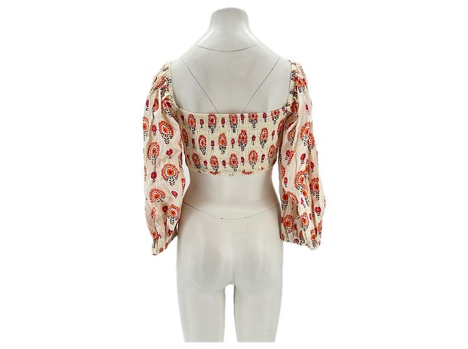 Autre Marque Crop top estampado de manga larga MALIE blanco algodón - vista 2